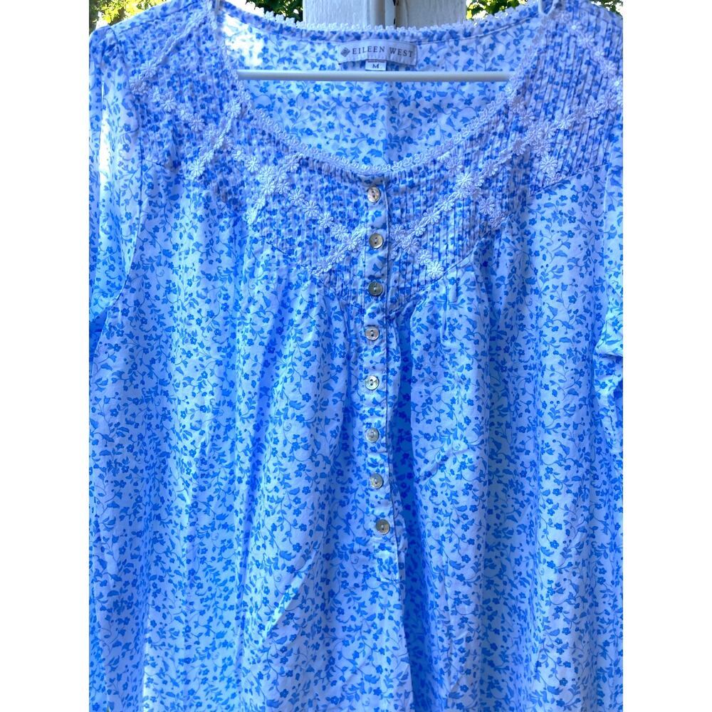 Eileen West - Floral w/Flower Lace Granny Core/Cottage Core/Luxury Nightgown-M - Picture 11 of 11